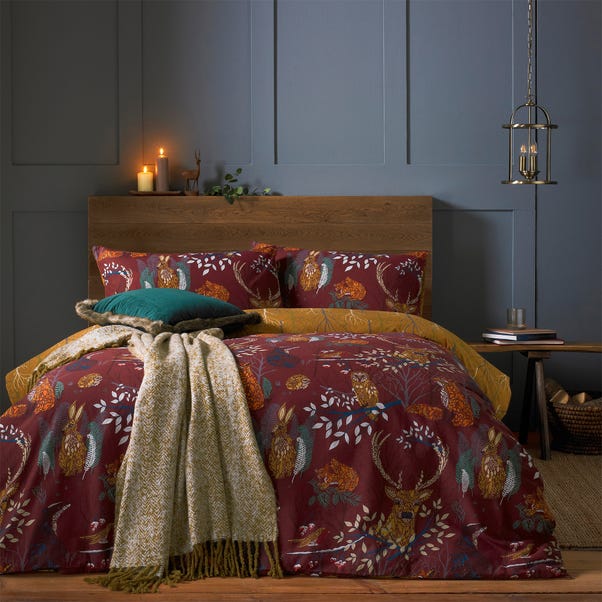 furn. Riva Forest Fauna Rust Duvet Cover and Pillowcase Set image 1 of 3