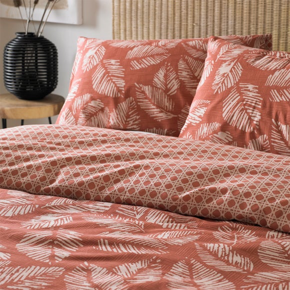 Riva Japandi Red Duvet Cover and Pillowcase Set Dunelm