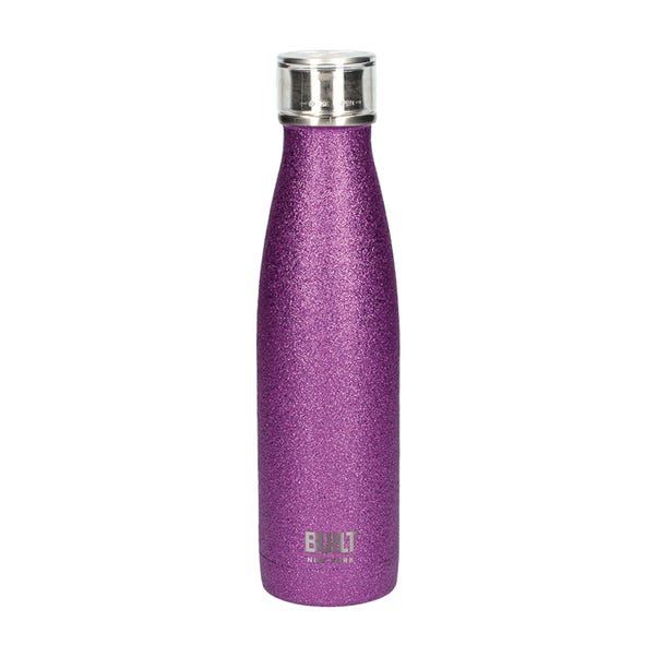 Built Purple Glitter 500ml Stainless Steel Water Bottle image 1 of 1