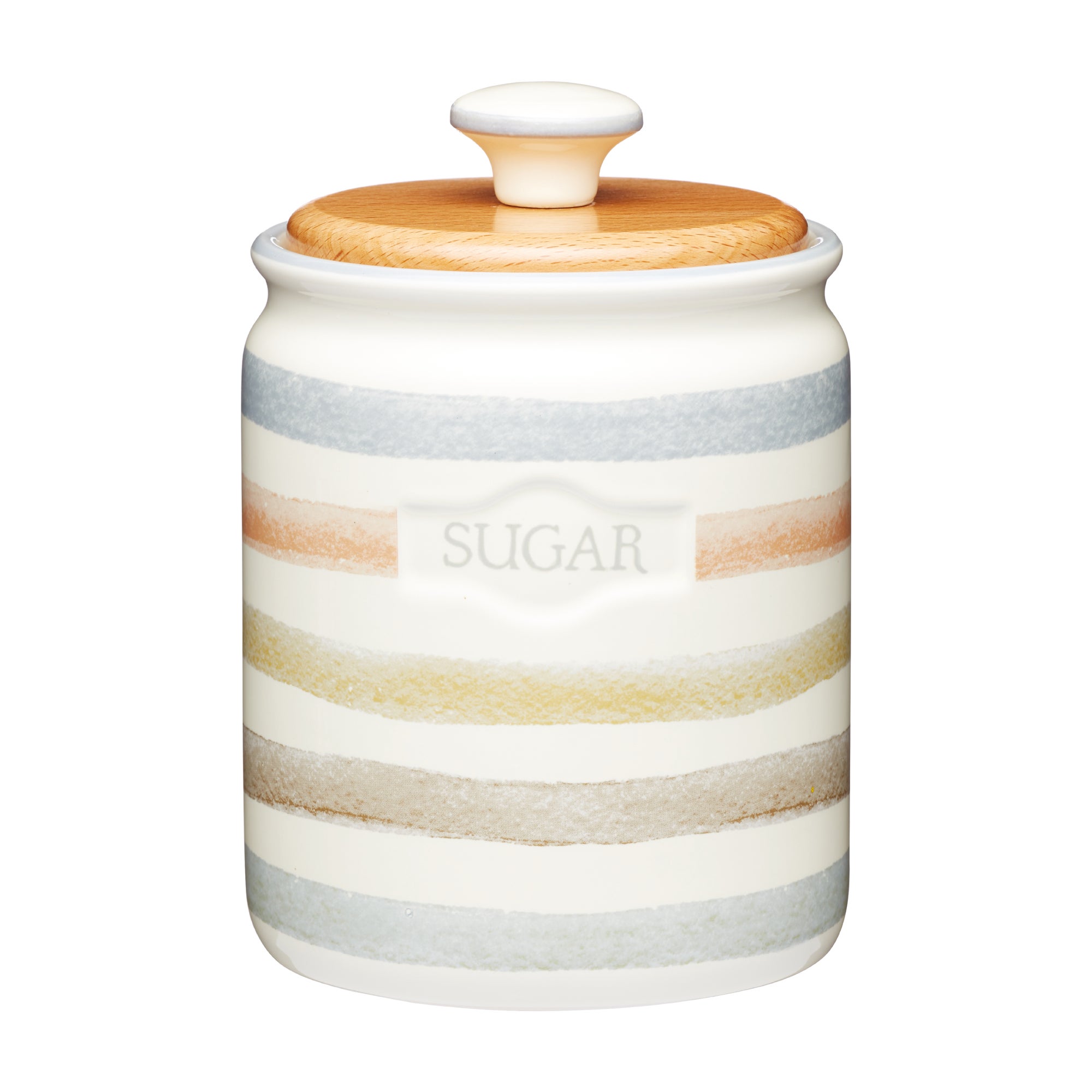 Image of KitchenCraft Ceramic Sugar Canister Blue, Brown and White