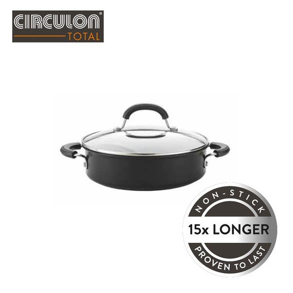 Circulon Total Hard Anodised Non-stick 24cm Casserole Pan Black