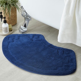 Luxury Cotton Oval Navy Bath Mat