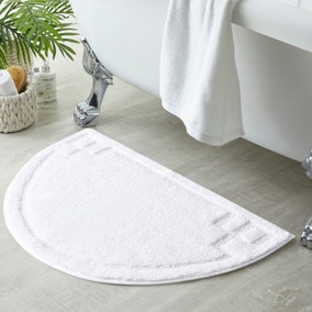 Luxury Cotton Semi Circle White Bath Mat