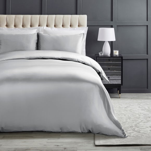 silk grey duvet cover