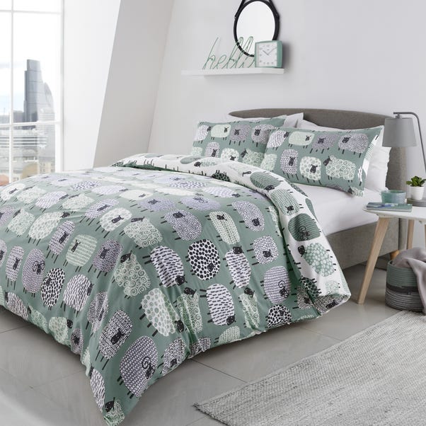 Fusion Dotty Sheep Duck Egg Duvet Cover and Pillowcase Set image 1 of 1