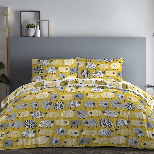 Fusion Dotty Sheep Yellow Duvet Cover and Pillowcase Set image 1 of 2