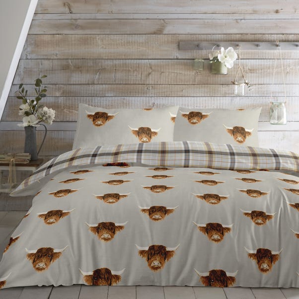 Fusion Highland Cow Duvet Cover and Pillowcase Set image 1 of 2