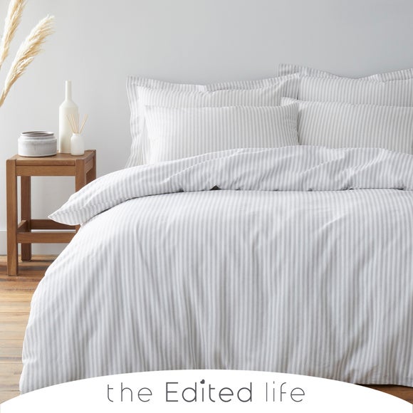 grey and white stripe duvet