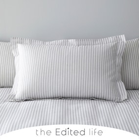 Leighton Grey Striped Linen Blend Oxford Pillowcase