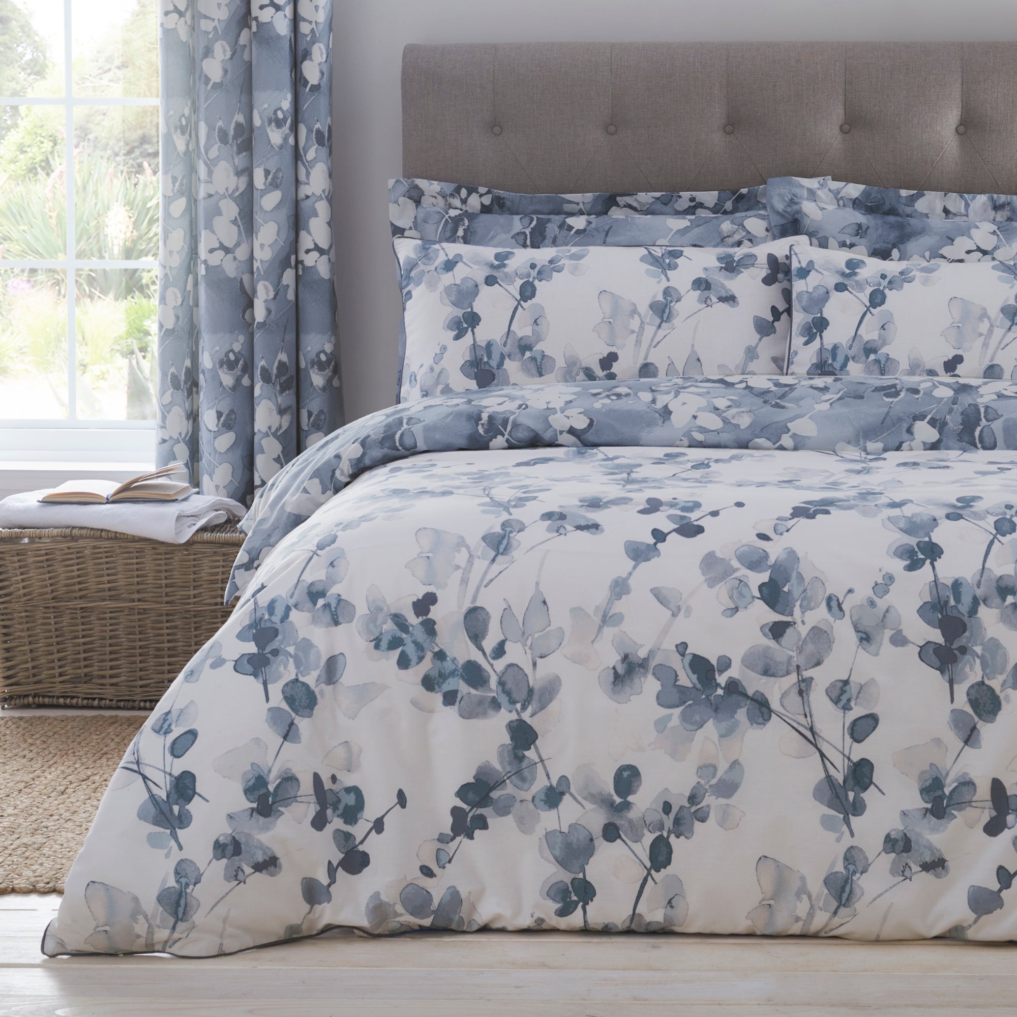 Honesty Navy Reversible Duvet Cover And Pillowcase Set Dunelm