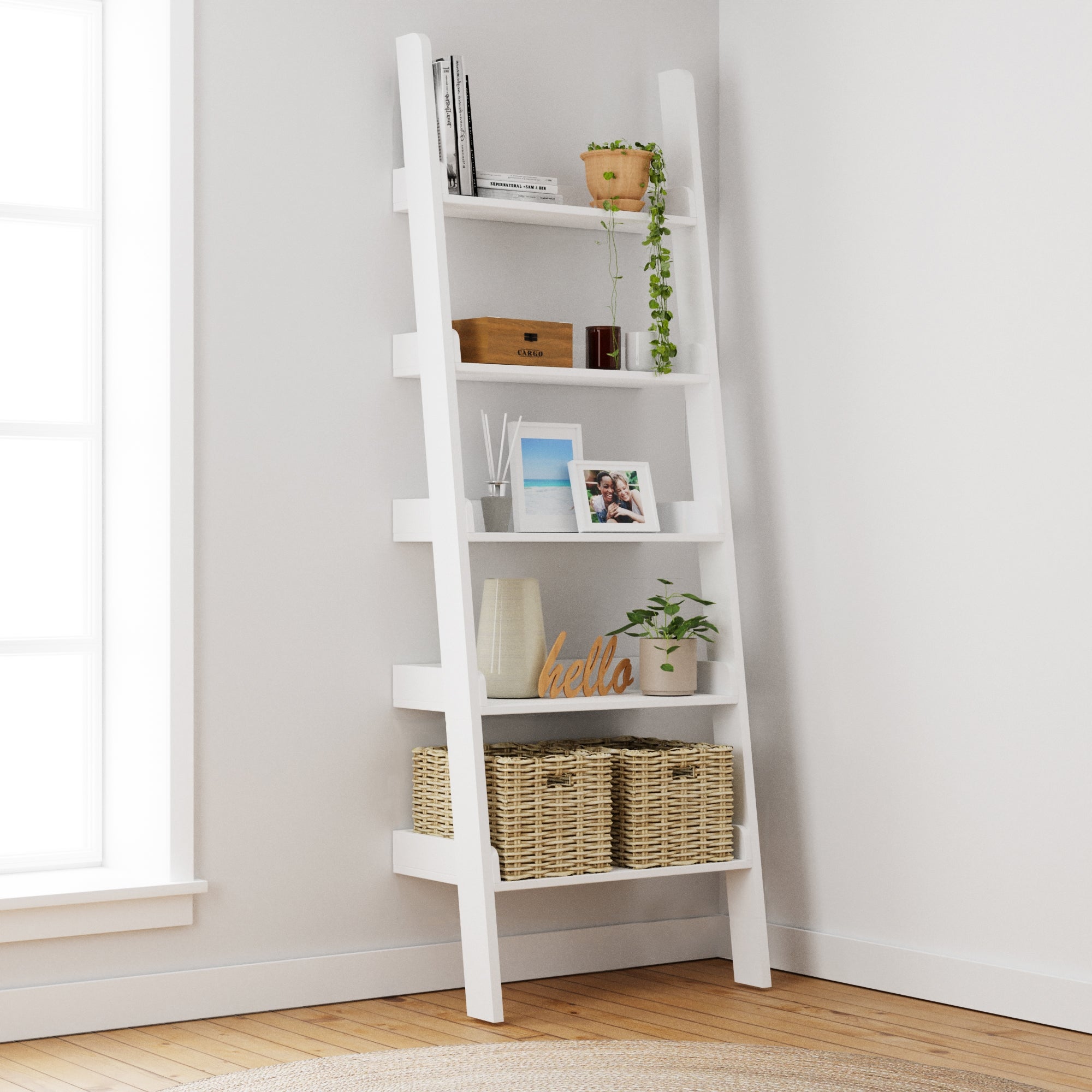 Lynton Ladder Bookcase, White
