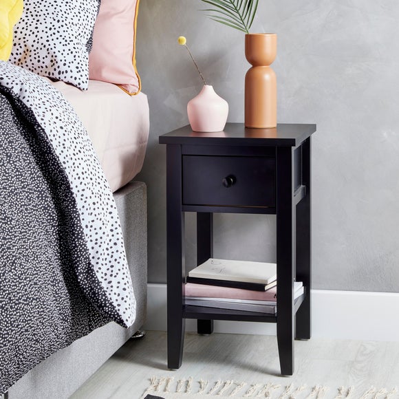 black thin bedside table