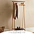 Ash Wood Clothes Rail with Storage Shelf Natural (Brown)