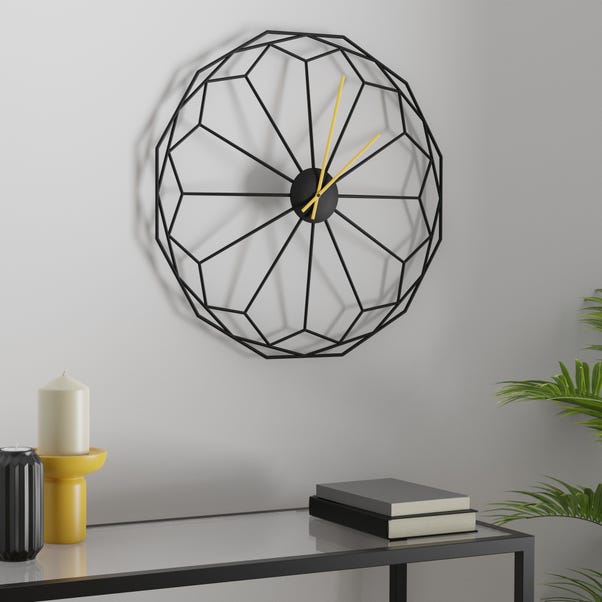 Black Geometric 50cm Clock  Black