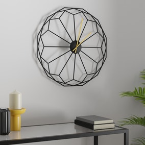 Black Geometric 50cm Clock 