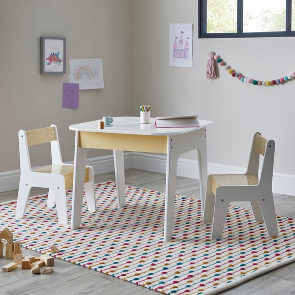 Kids White Table and Chair Set Dunelm