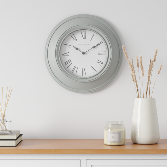 Grantham Light Grey Station Wall Clock