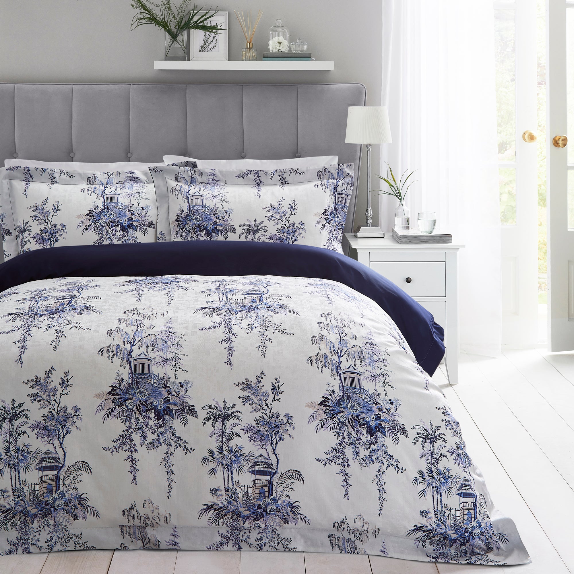 Dorma Madara Floral Reversible 100% Cotton Duvet Cover and Pillowcase ...