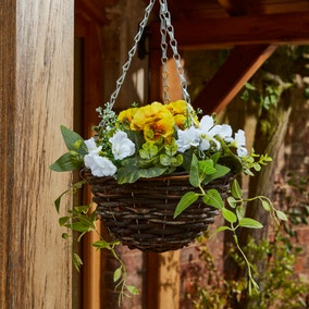 Artificial Faux Flower Hanging Basket