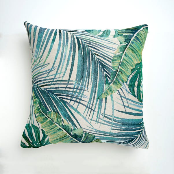 Palm Leaf Tapestry Teal Cushion Cover image 1 of 5