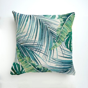 Palm Leaf Tapestry Teal Cushion Cover
