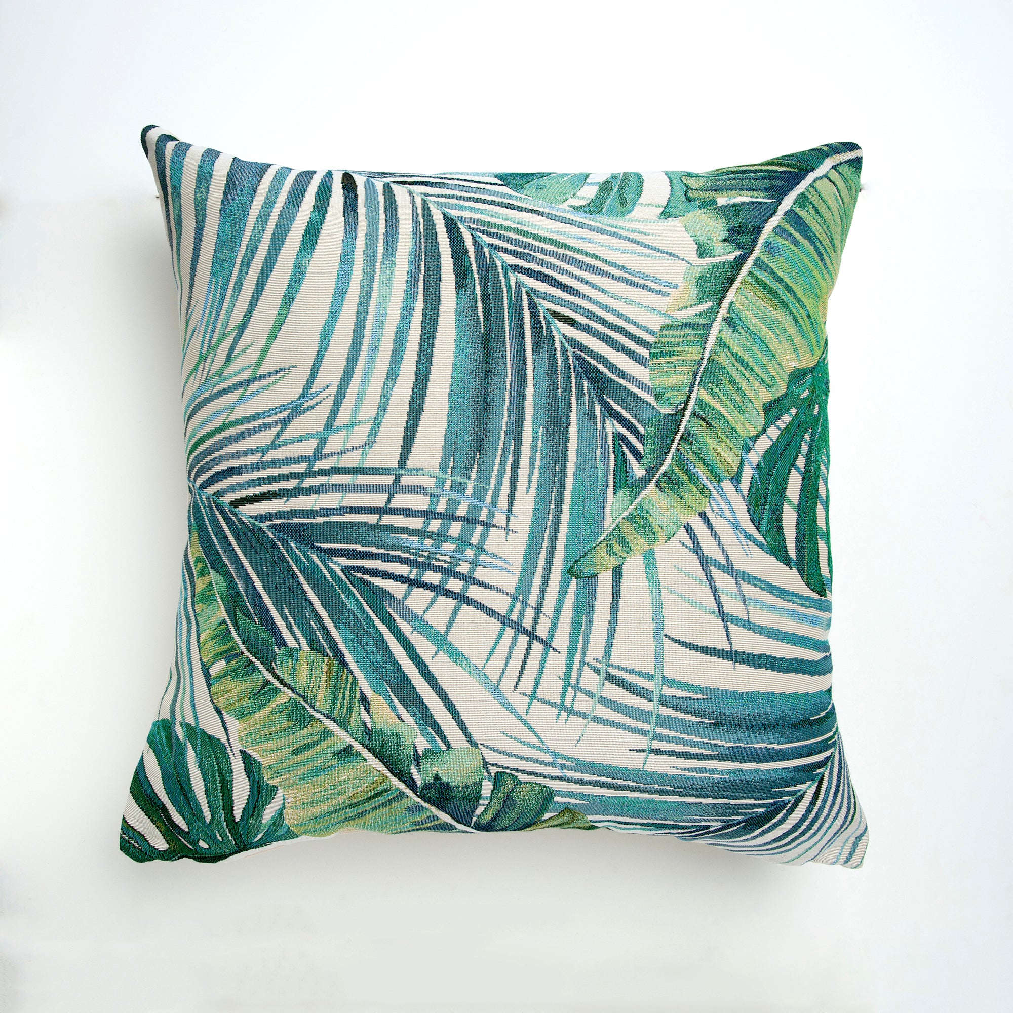 Palm Leaf Tapestry Teal Cushion Cover Blue Green And White