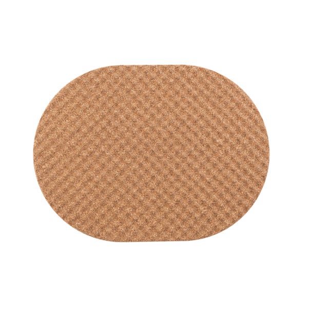 Cork Texture Oval Circle Bath Mat Natural (Cream)