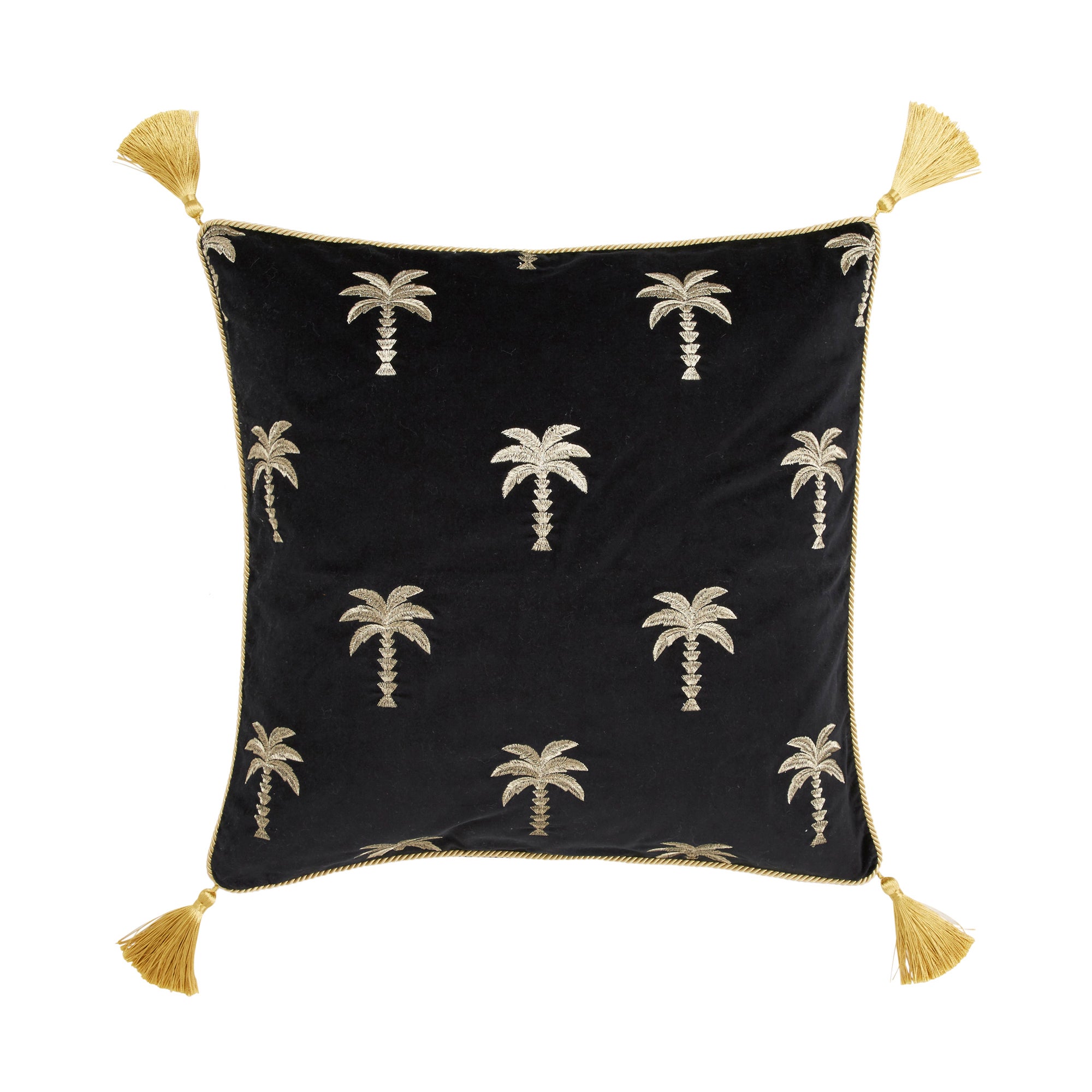 Click to view product details and reviews for Palm Tree Cushion Black Gold.