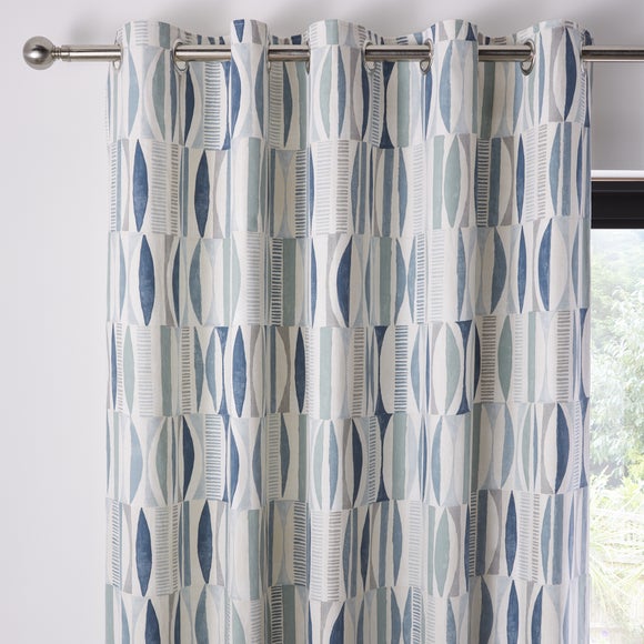 Cuba Teal Eyelet Curtains Dunelm