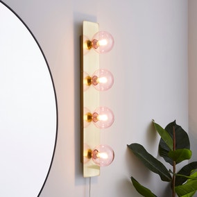 Coco Hollywood Mirror Light Brushed Gold & Chrome Pink