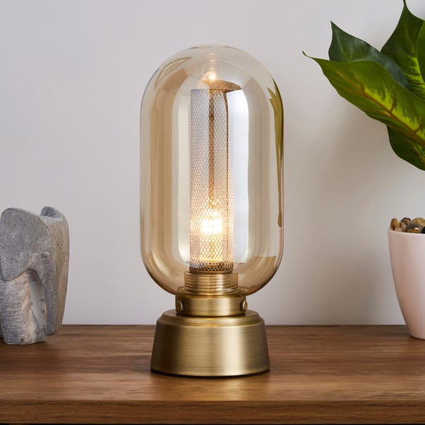 Safi Mesh Detail Touch Table Lamp Antique Brass
