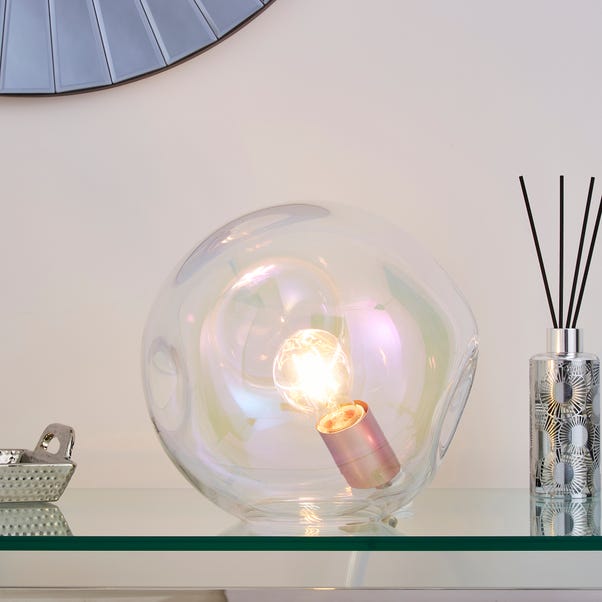 Alexis Dimpied Glass Table Lamp, Glass Bulb Table Lamp