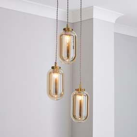 Safi Mesh Detail 3 Cluster Ceiling Fitting Antique Brass