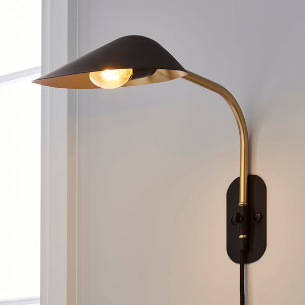 Savona Easy Fit Plug In Wall Light Black image 1 of 8