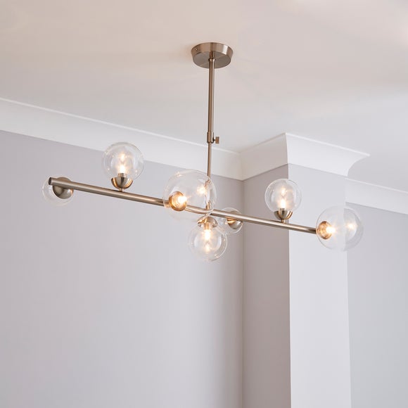 Tarsia Glass Satin Nickel Semi Flush Ceiling Light