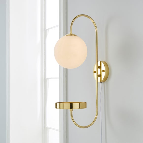 Click to view product details and reviews for Gigi Plug In Wall Light With Shelf.