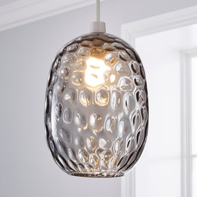 Elodie Dimpled Glass Easy Fit Pendant Grey Lustre