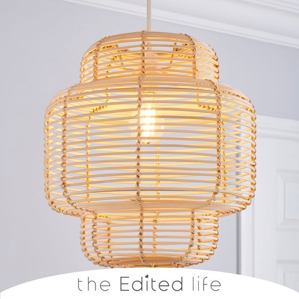 Wicker Tiered Easy Fit Pendant Natural White