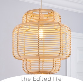 Wicker Tiered Easy Fit Pendant Natural