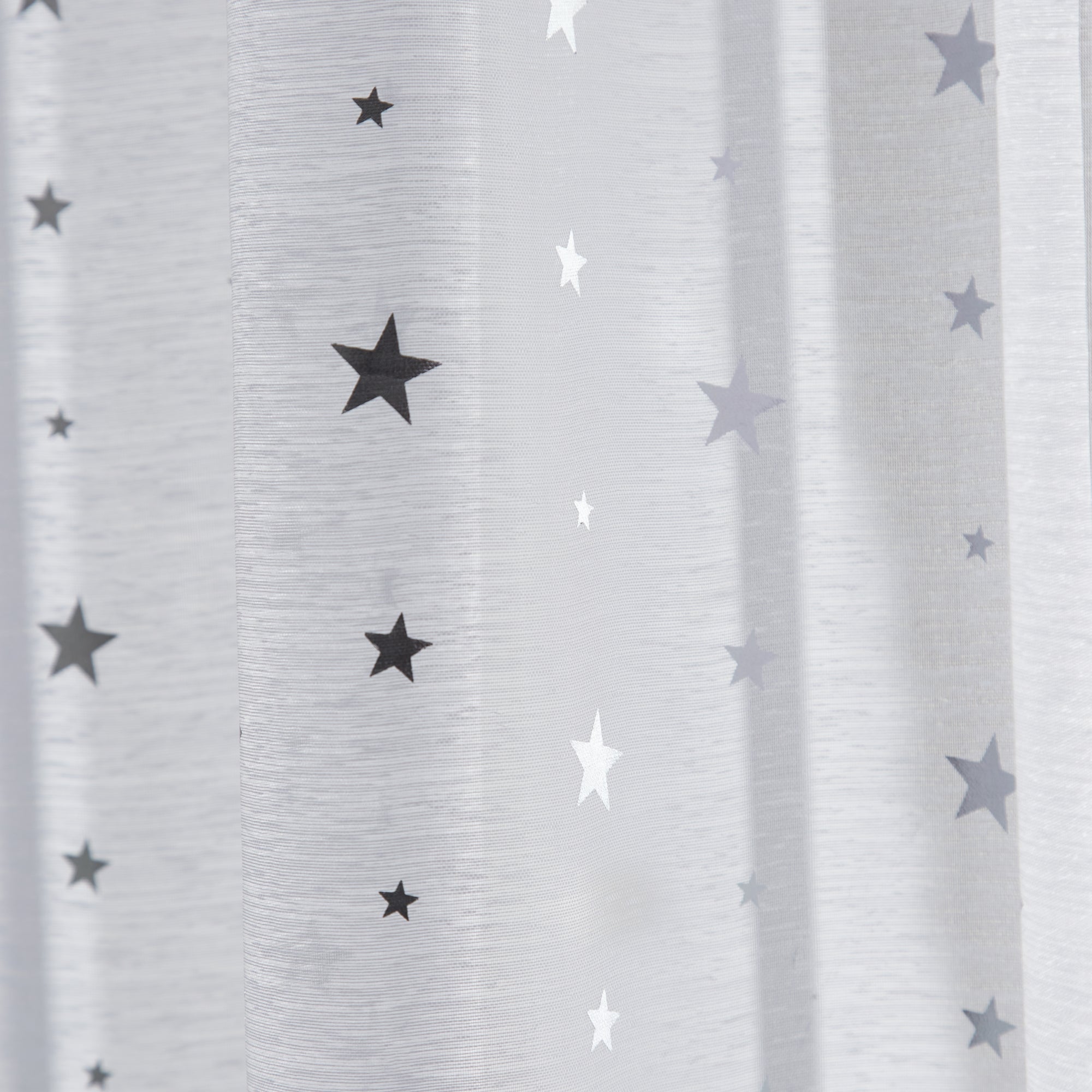 Metallic Silver Stars Voile Panel | Dunelm