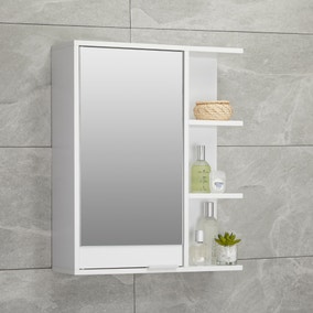 Jaxon White Single Door Wall Cabinet with Open Shelves