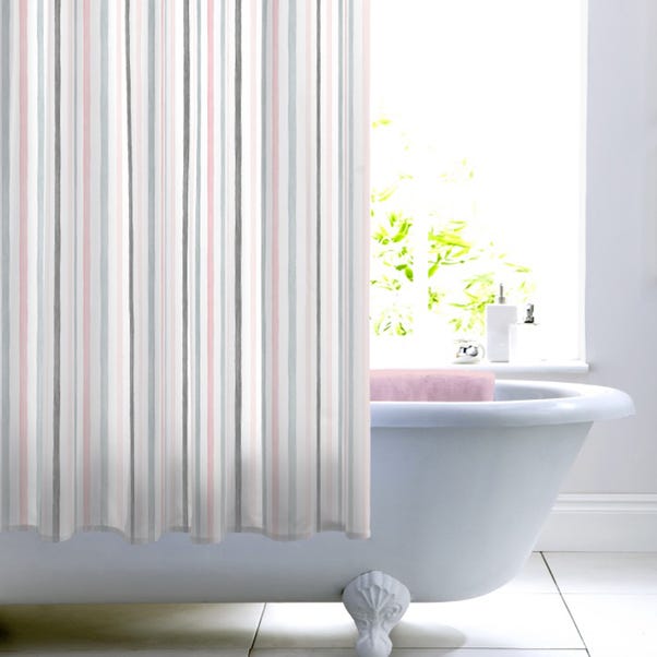 Heavenly Hummingbird Blush Stripe, Gorgeous Shower Curtain