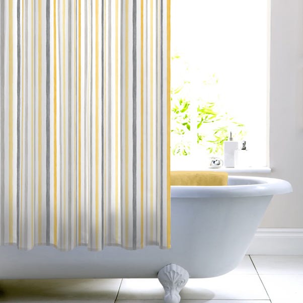 Ashbourne Ochre Stripe Shower Curtain Dunelm Ashbourne Ochre Stripe Shower Curtain, Mustard Shower Curtain