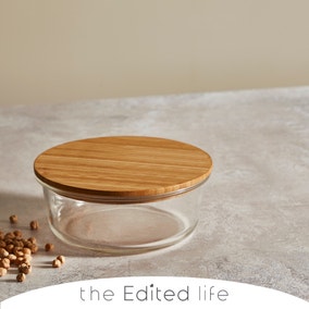 Glass Food Storage with Bamboo Lids Round 900ml