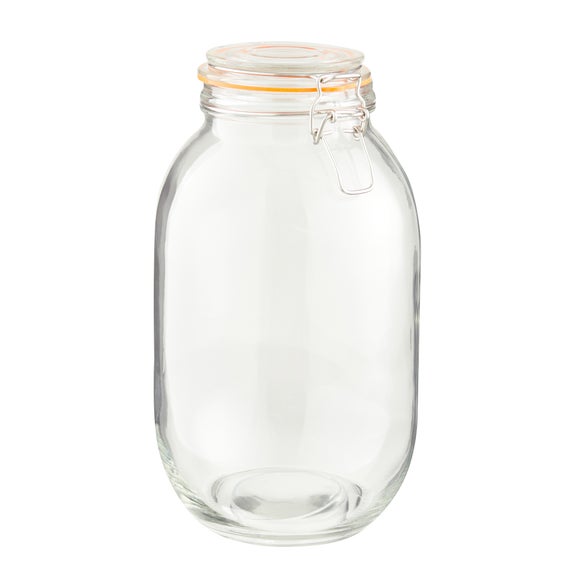 Tall Glass Food Canister with Flip Top Lever Lid 26.4 cm 3.1L
