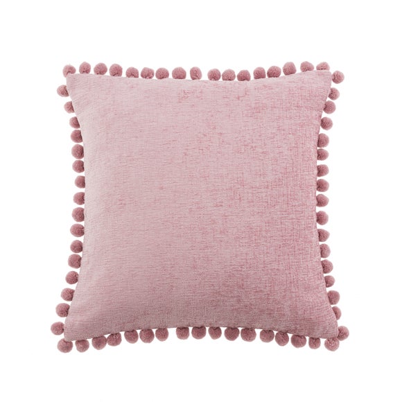 Chenille Square PomPom Cushion Dunelm