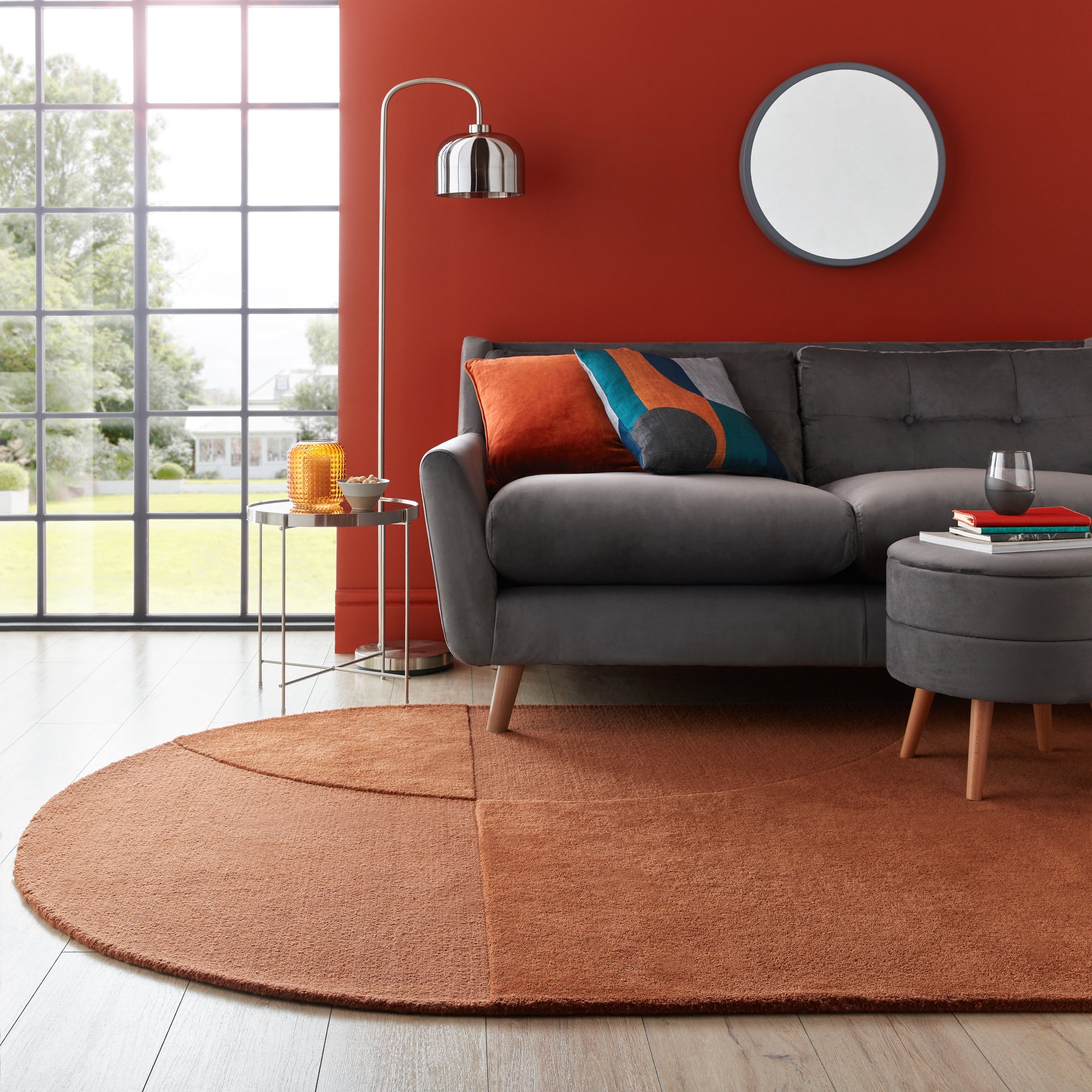 Elements Shaped Wool Rug Orange