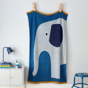 Elements Ezra Elephant Knitted Blanket