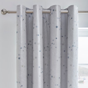 Padstow Blue Blackout Eyelet Curtains