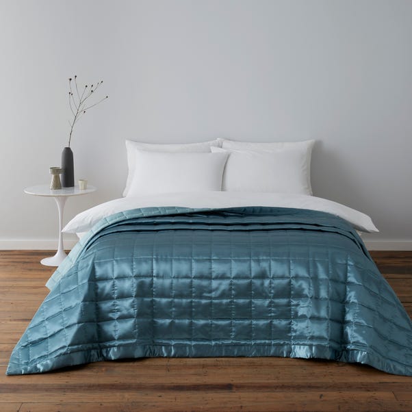 Nancy Duck-Egg Satin Quilted Bedspread image 1 of 4